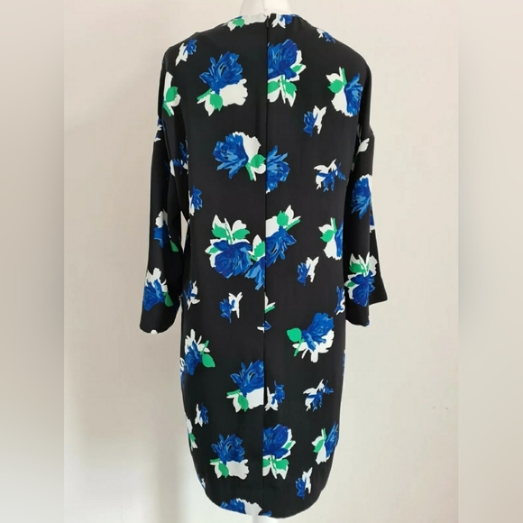 Warehouse black floral tunic dress size 10 3/4 sleeves patterned - Picture 4 of 7